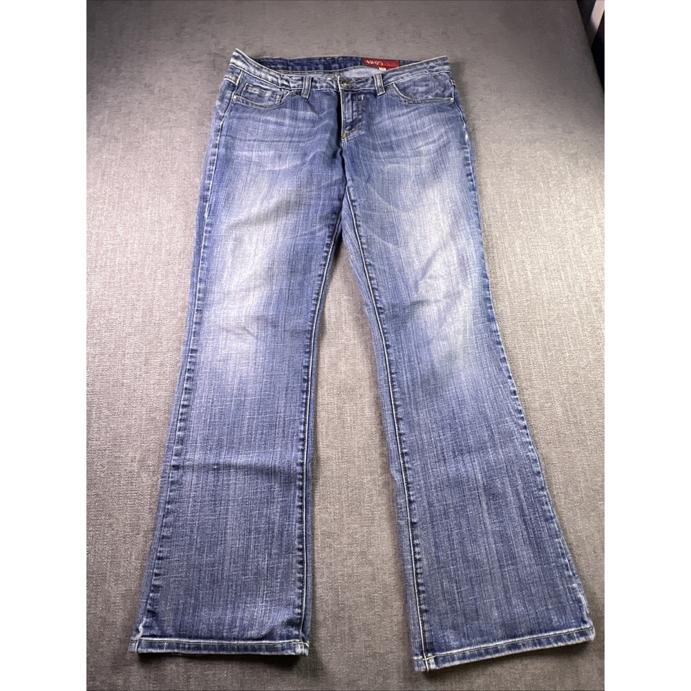 Yaso Jeans Women's 10 Low Rise Bootcut Light Wash Cowboy‎ Grunge Biker Flap Poc